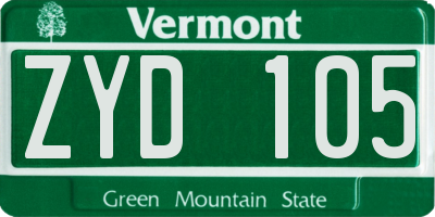 VT license plate ZYD105