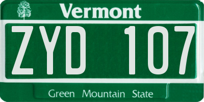VT license plate ZYD107