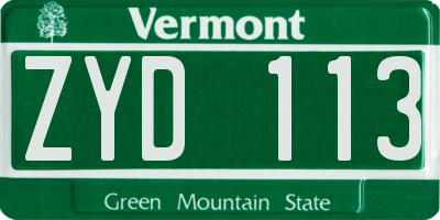 VT license plate ZYD113