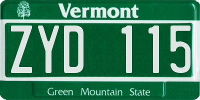 VT license plate ZYD115