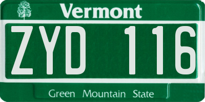 VT license plate ZYD116