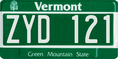 VT license plate ZYD121