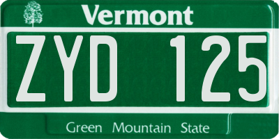 VT license plate ZYD125