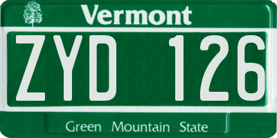 VT license plate ZYD126
