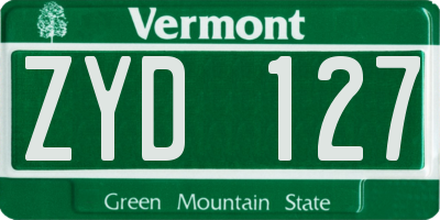 VT license plate ZYD127