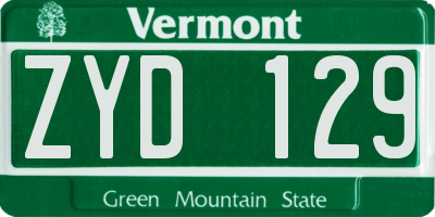 VT license plate ZYD129