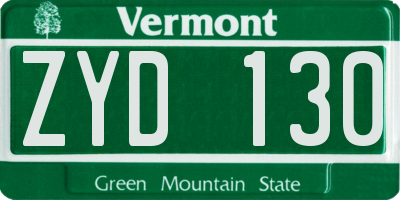 VT license plate ZYD130