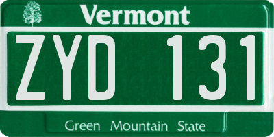 VT license plate ZYD131