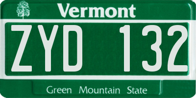 VT license plate ZYD132