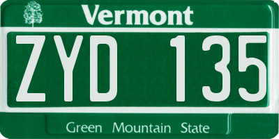 VT license plate ZYD135