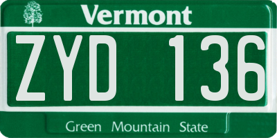 VT license plate ZYD136