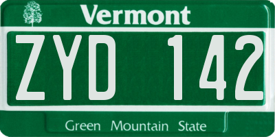 VT license plate ZYD142