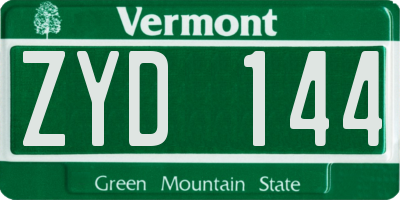 VT license plate ZYD144
