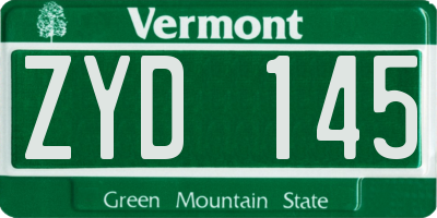 VT license plate ZYD145