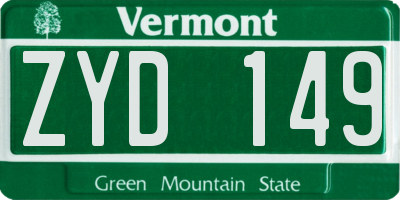 VT license plate ZYD149