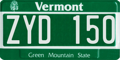 VT license plate ZYD150