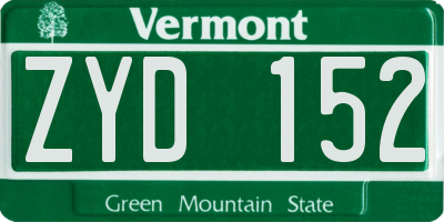 VT license plate ZYD152
