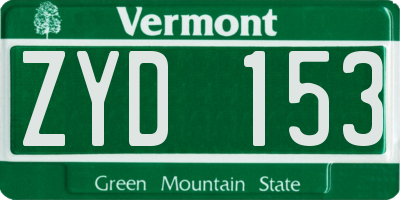 VT license plate ZYD153