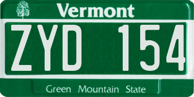 VT license plate ZYD154