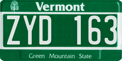 VT license plate ZYD163