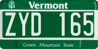 VT license plate ZYD165