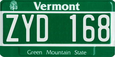 VT license plate ZYD168