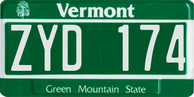 VT license plate ZYD174