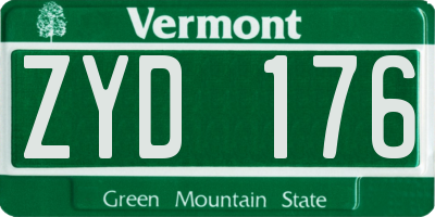 VT license plate ZYD176