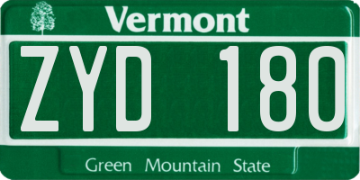 VT license plate ZYD180