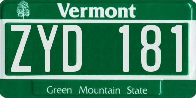 VT license plate ZYD181