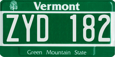 VT license plate ZYD182
