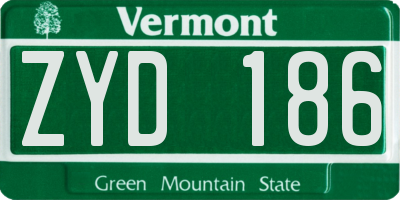 VT license plate ZYD186