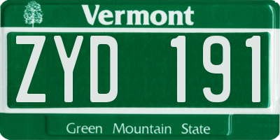 VT license plate ZYD191