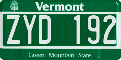 VT license plate ZYD192