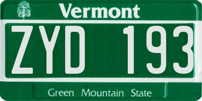 VT license plate ZYD193