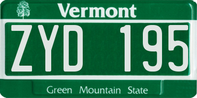 VT license plate ZYD195