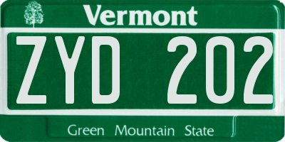 VT license plate ZYD202