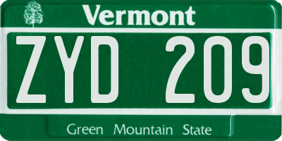 VT license plate ZYD209
