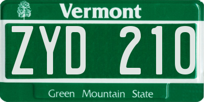 VT license plate ZYD210