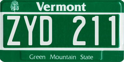 VT license plate ZYD211