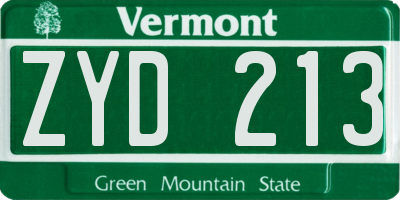VT license plate ZYD213