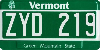 VT license plate ZYD219
