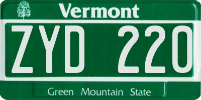 VT license plate ZYD220