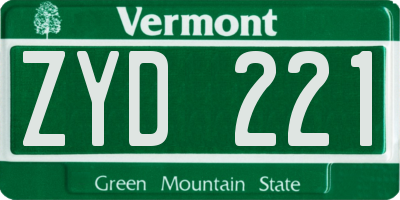VT license plate ZYD221