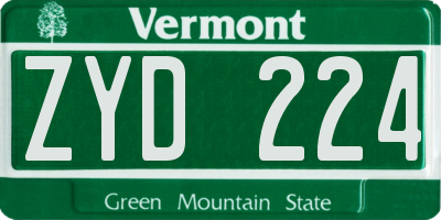 VT license plate ZYD224