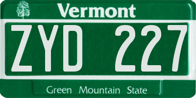 VT license plate ZYD227