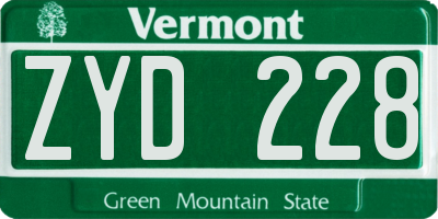 VT license plate ZYD228