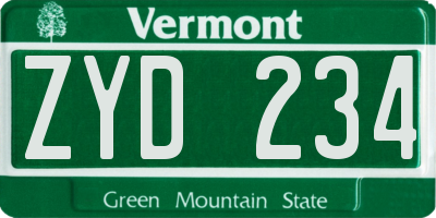 VT license plate ZYD234