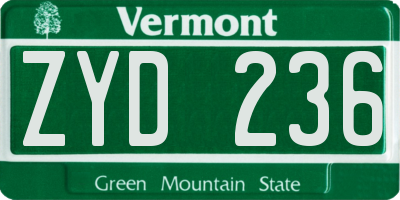 VT license plate ZYD236
