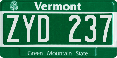 VT license plate ZYD237